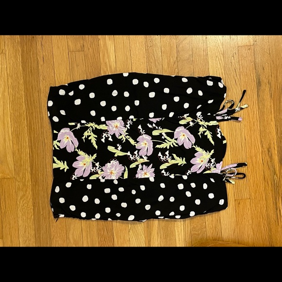 Urban Outfitters Polka Dot Floral Ruched Skirt - Picture 2 of 4
